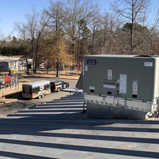 Rooftop view of a commercial HVAC