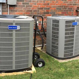 A row of newly installed American Standard HVAC units